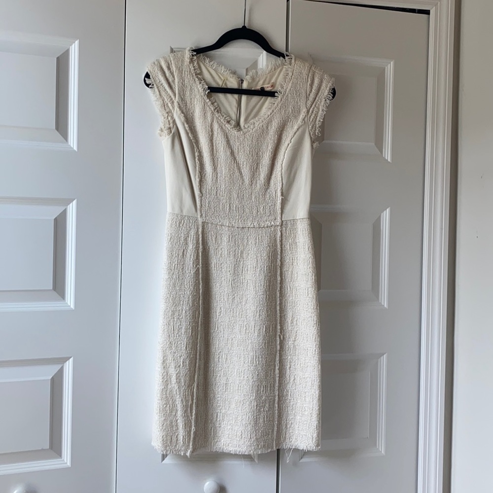 Rebecca Taylor, cream leather and tweed dress